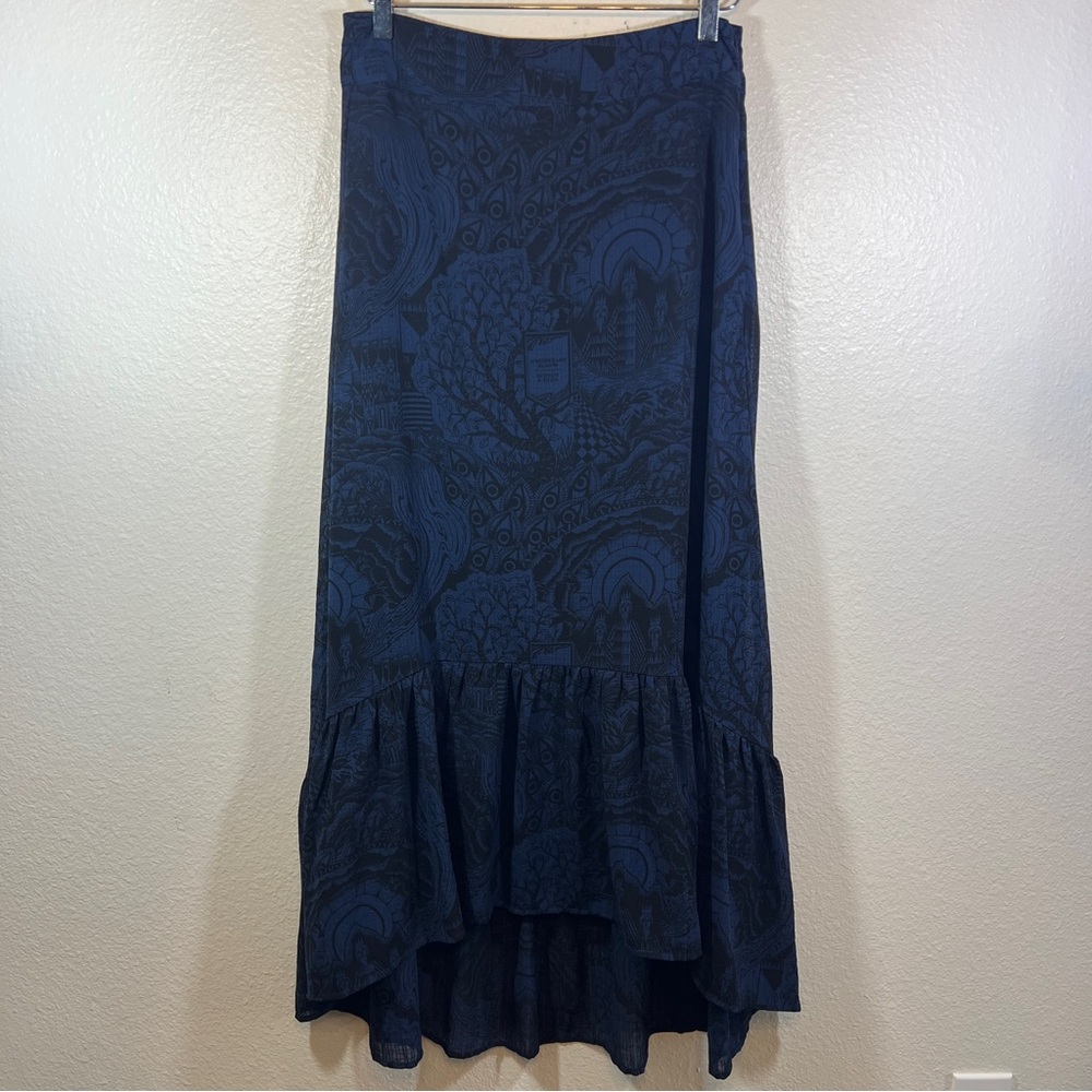 SCOTCH & SODA Navy Boho Midi Skirt High Low Ruffle Hem Size M - Picture 2 of 9